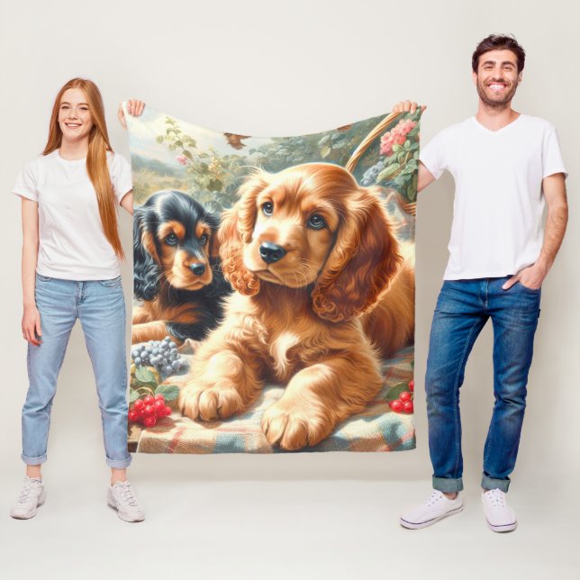 Manta Polar Cute Cocker Spaniel Painting (In situ)