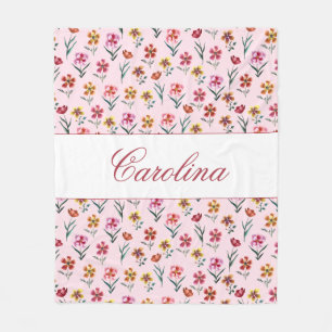 Manta Polar Cute color de agua rosada Floral Chica de guarder