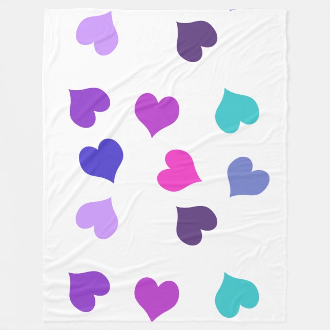 Manta Polar Cute colourful hearts (Anverso)