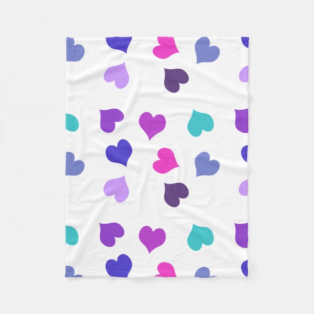 Manta Polar Cute colourful hearts (Anverso)