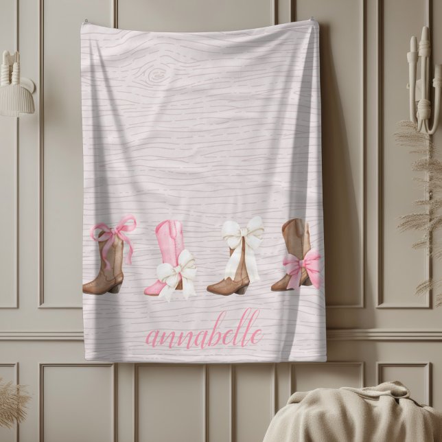 Manta Polar Cute Coquette Cowgirl Boots personalizado (Cute Coquette Cowgirl Boots Personalized Blanket)