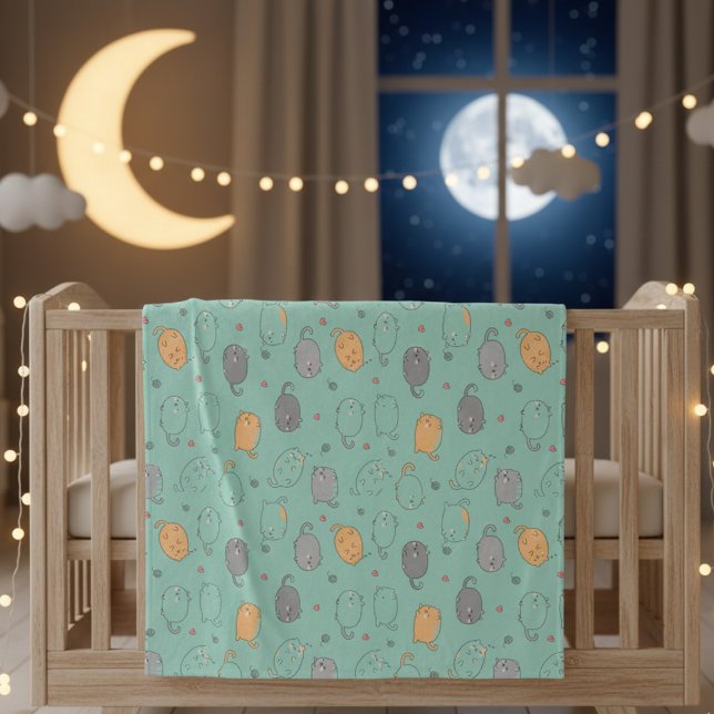 Manta Polar Cute & Cozy Sleepy Cat Dreams Pattern (Subido por el creador)