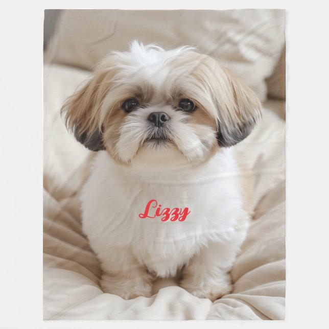 Manta Polar Cute Cute Shih Tzu Personalizado (Anverso)