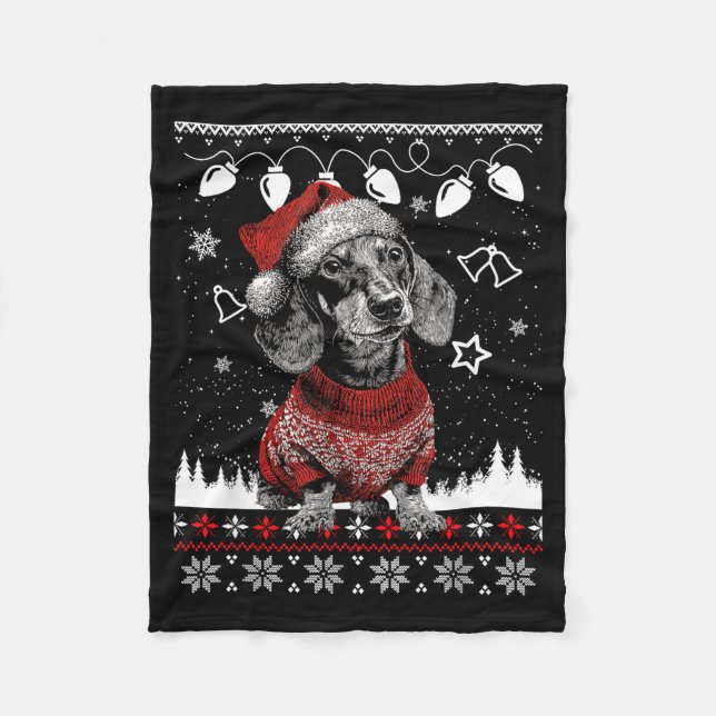 Manta Polar Cute Dachshund Christmas Wearing Sweater Funny Xma (Anverso)