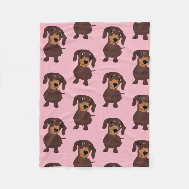 Manta Polar Cute Dachshund Funda Rosa (Anverso)