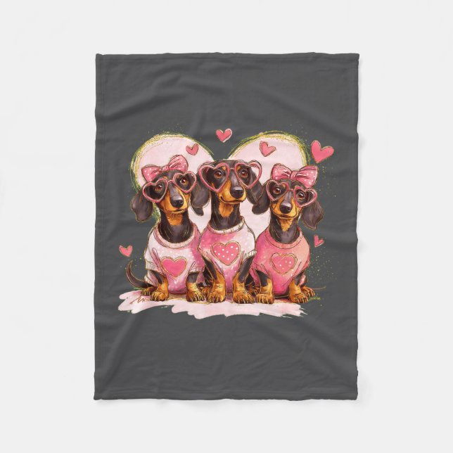 Manta Polar Cute Dachshund Valentines Heart Dog Lover Men Wome (Anverso)