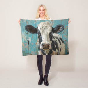 Manta Polar Cute Dairy Cow Farmhouse Pintura