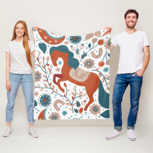 Manta Polar Cute de caballos escandinavo