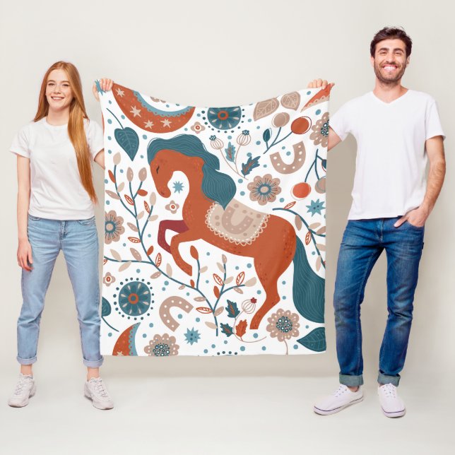 Manta Polar Cute de caballos escandinavo (In situ)