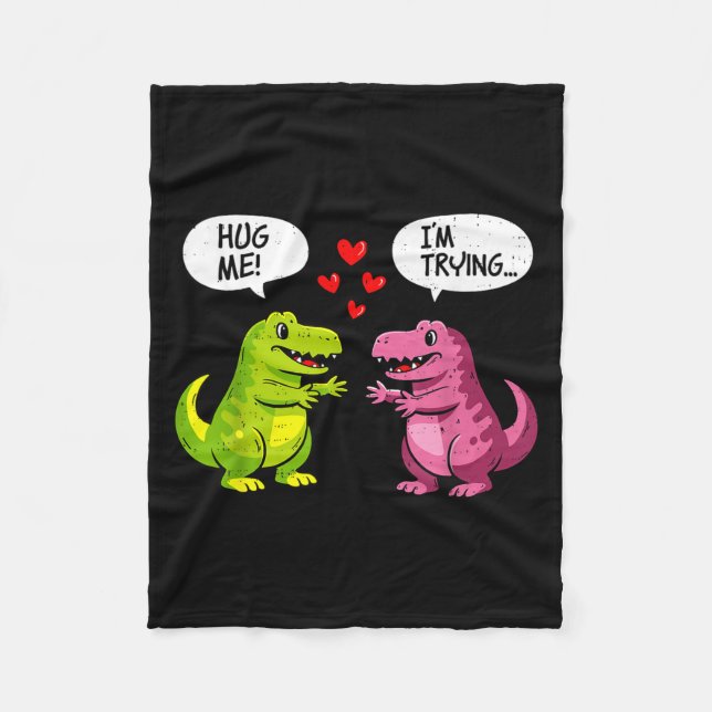 Manta Polar Cute Dinosaur T Rex Hug Valentines Day Couple Boyf (Anverso)