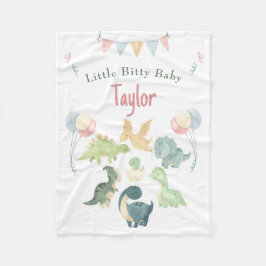 Manta Polar Cute Dinosaurio acuarela Bebé personalizado