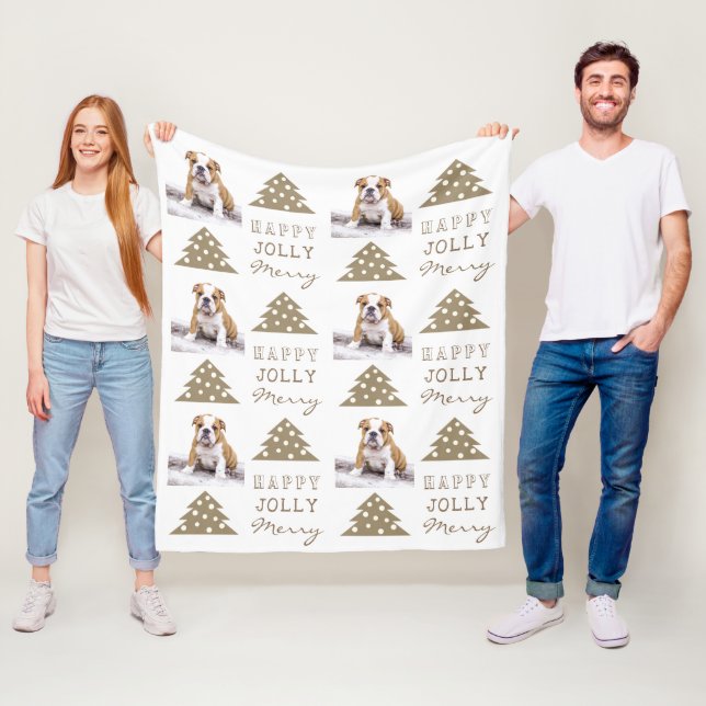 Manta Polar Cute Dog Puppy Pet Typography Christmas Tree Photo (In situ)