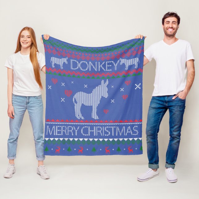 Manta Polar Cute Donkey Ugly Sweater Christmas Holiday Winter (In situ)