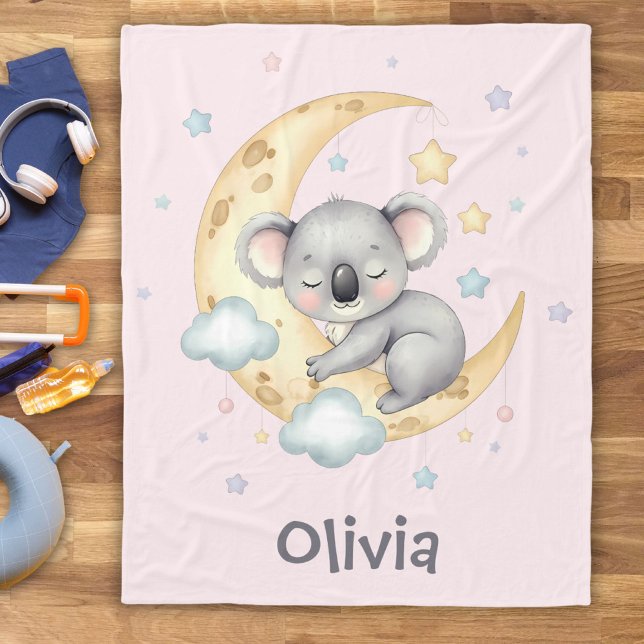 Manta Polar Cute Dreamy Koala en Crescent Moon Chicas (Subido por el creador)
