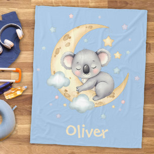 Manta Polar Cute Dreamy Koala en la luna creciente