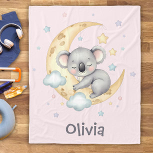 Manta Polar Cute Dreamy Koala en Luna Creciente Chicas'