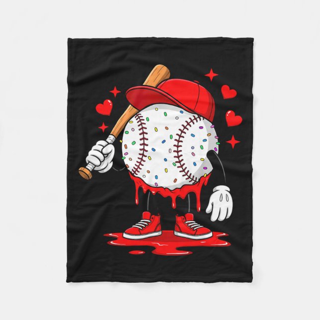 Manta Polar Cute Dripng Baseball Lover Valentines Day Boys Kid (Anverso)