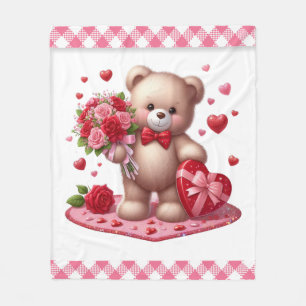 Manta Polar Cute El día de San Valentín Teddy Bear