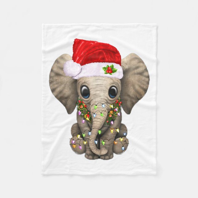 Manta Polar Cute Elephant Christmas Light Funny Elephant Lover (Anverso)