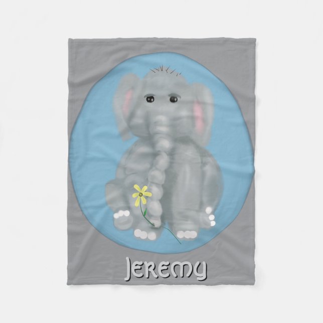 Manta Polar Cute Elephant Personalizado Fleece Blanket (Anverso)