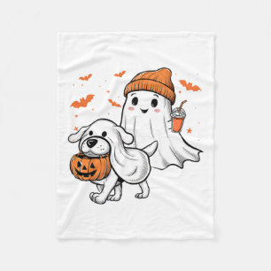 Manta Polar Cute fantasma Walking Dog Coquette Bow Perro Hallo