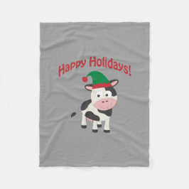 Manta Polar Cute Felices Fiestas Navidades Elf Cow
