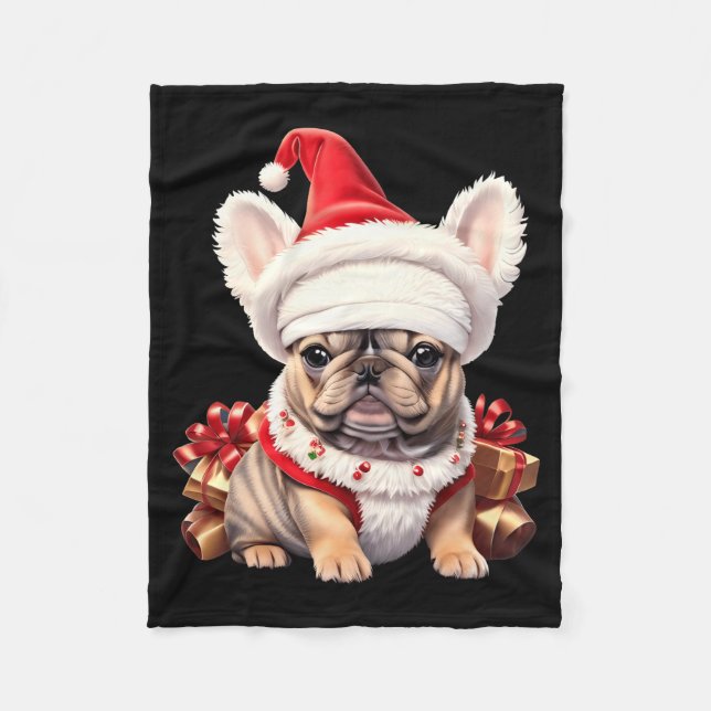 Manta Polar Cute French Bulldog Santa Hat Merry Christmas T Sh (Anverso)