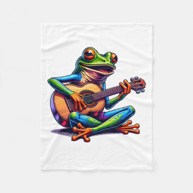Manta Polar Cute Frog Playing A Guitar Dont Worry Be Hoppy _1  (Anverso)