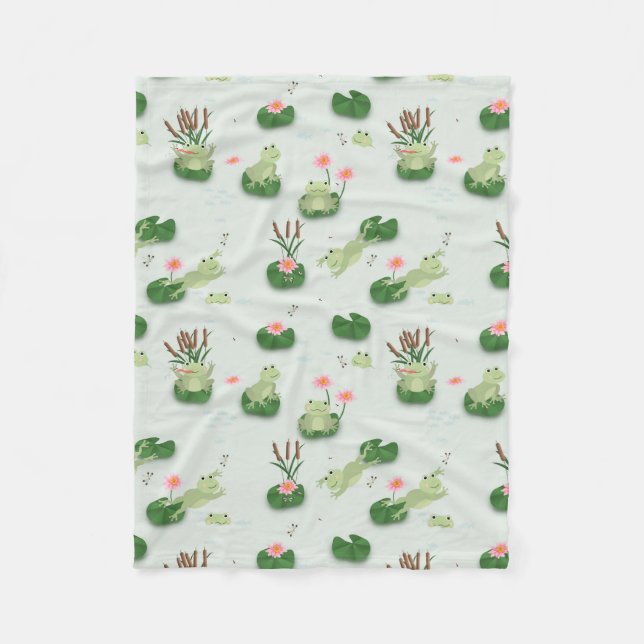 Manta Polar Cute Frogs in Lily Pond Nursery Gender Neutral (Anverso)