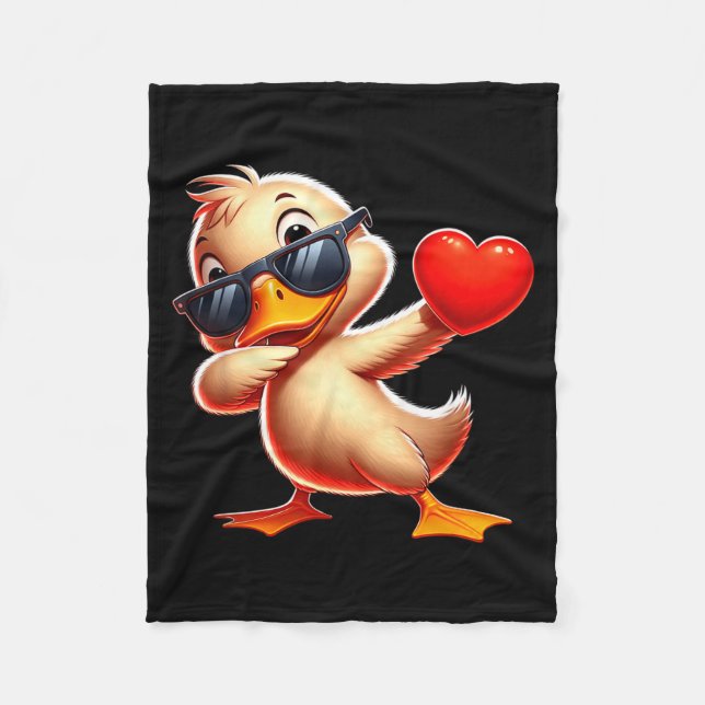 Manta Polar Cute Funny Cool Duck Dabbing Heart Valentines Day  (Anverso)