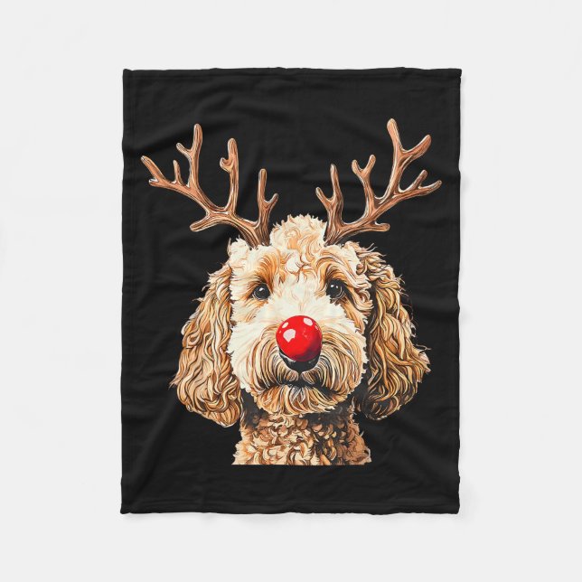 Manta Polar Cute Funny Reindeer Santa Goldendoodle Christmas T (Anverso)