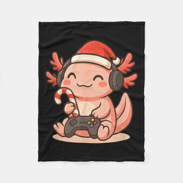 Manta Polar Cute Gamer Axolotl Christmas Design  (Anverso)