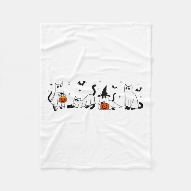 Manta Polar Cute Gato Fantasma Divertido vestido Halloween Rop (Anverso)