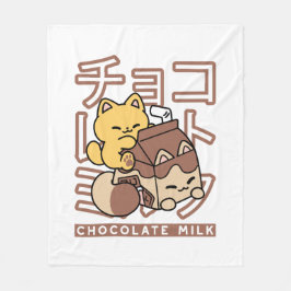Manta Polar Cute gato montando leche de chocolate Carton Kawai