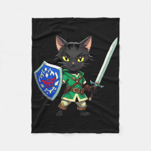 Manta Polar Cute gato negro como personaje de videojuego retro