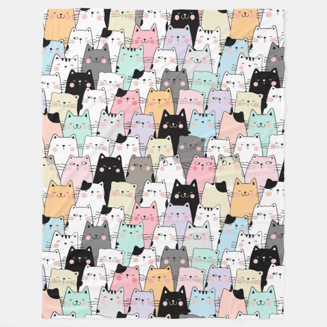 Manta Polar Cute Gats Fleece Blanket (Anverso)