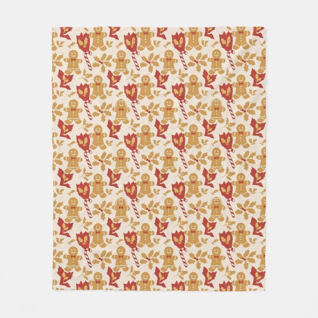 Manta Polar Cute Gingerbread Christmas Seamless Pattern (Anverso)