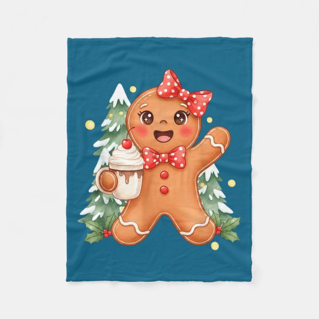 Manta Polar Cute Gingerbread Christmas Snow Xmas For Men Women (Anverso)