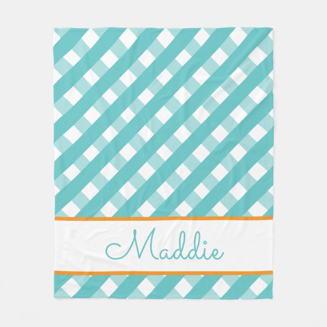 Manta Polar Cute Gingham Personalizada Fleece Blanket (Anverso)