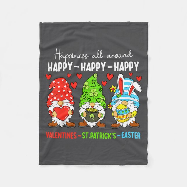 Manta Polar Cute Gnome Happy Valentines St Patricks Easter Hol (Anverso)