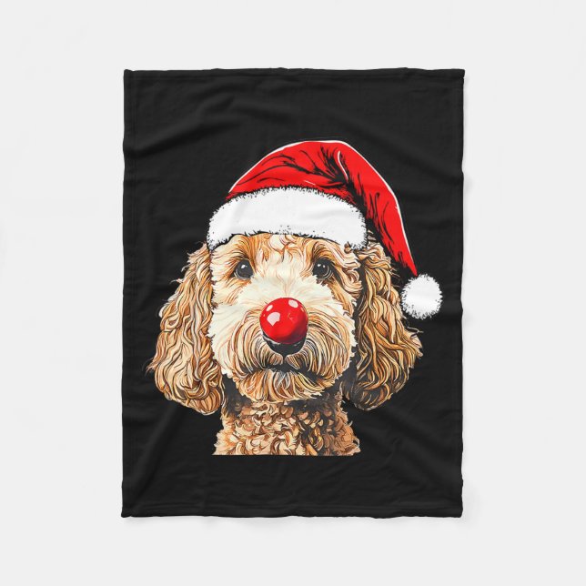 Manta Polar Cute Goldendoodle Dogs Christmas Santa Golden Dood (Anverso)