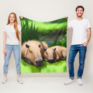 Manta Polar Cute gracioso aplastar a Capybaras por el estanque