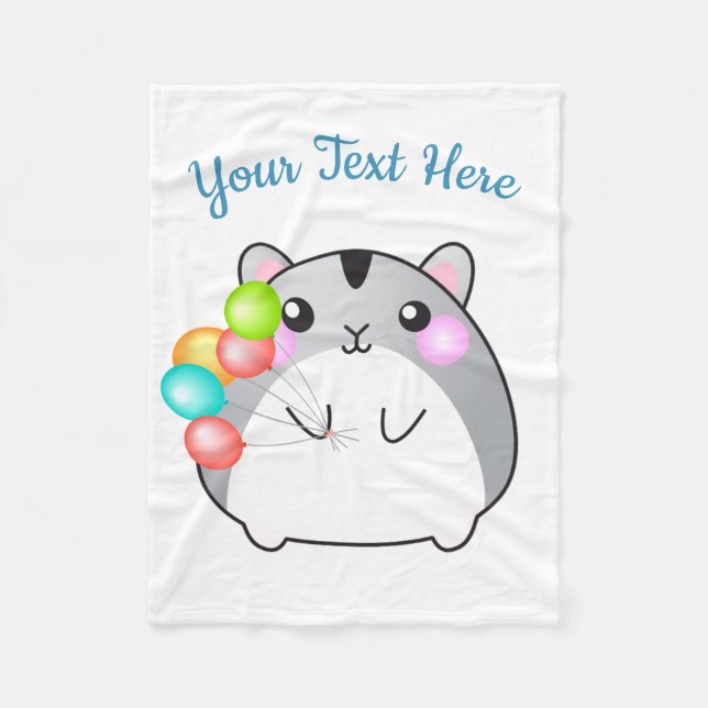 Manta Polar Cute Gray Kawaii Hamster (Anverso)