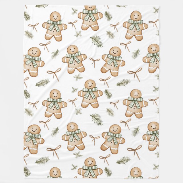 Manta Polar Cute Green Cream Gingerbread Cookies Christmas (Anverso)
