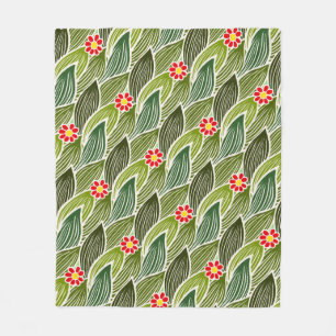 Manta Polar Cute Groovy Hippie Rojo Daisy Floral Patrón