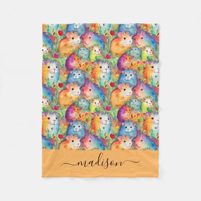 Manta Polar Cute guinea pigs pattern script name (Anverso)