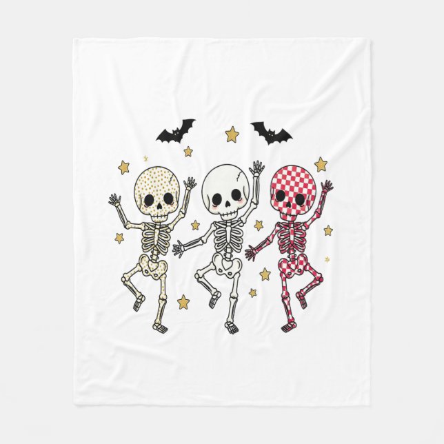 Manta Polar Cute Halloween Dancing Skeletons (Anverso)