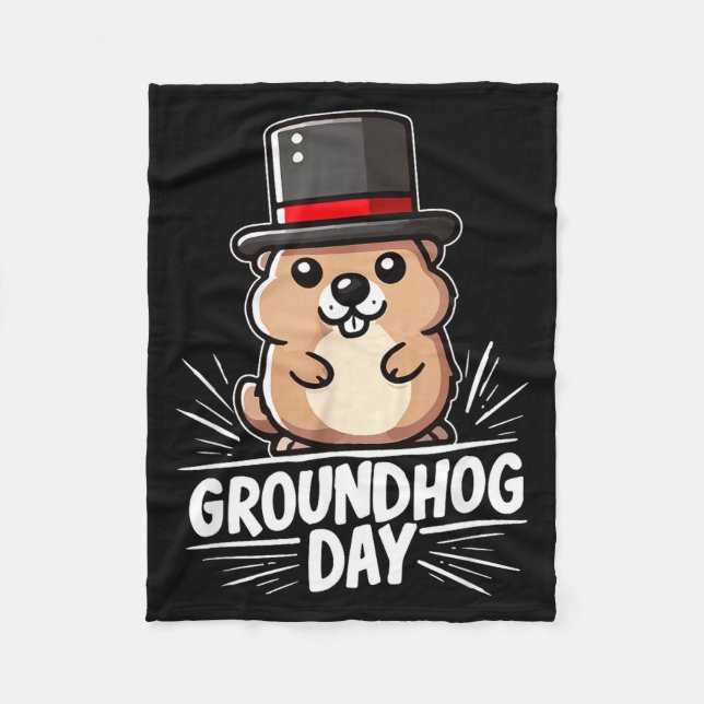 Manta Polar Cute Happy Groundhog Day February 2nd Phils Holida (Anverso)