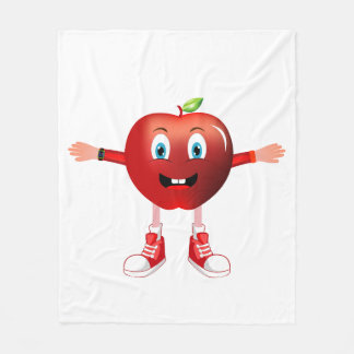 Manta Polar Cute Happy Red Apple Cartoon Character for Kids Bl