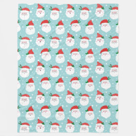 Manta Polar Cute Happy Santa Head en la menta
